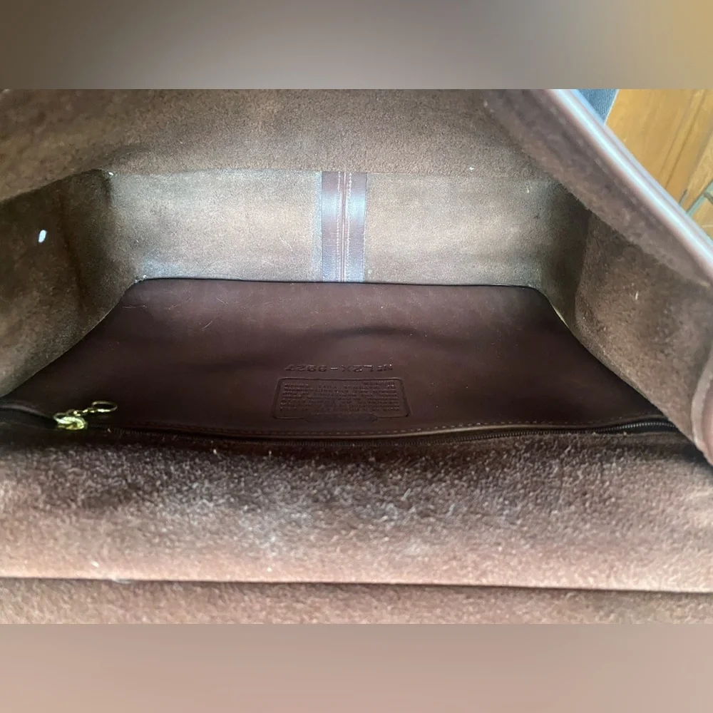 Coach Willis Mahogany Brown Leather Bag Vintage Brass/Gold Hardware Dust Bag Box - Picture 11 of 16